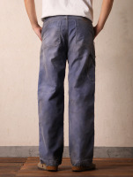 Lotfeel Pantalon en tissu vintage de haute qualité avec des patchs japonais délavés et usés
