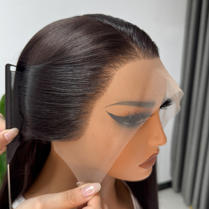 Peluca sintética frontal <span class=keywords><strong>de</strong></span> encaje 13x4 sin pegamento, con línea <span class=keywords><strong>de</strong></span> cabello pre-arrancada, para mujer, venta al por mayor - Product Image 4