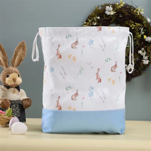 Venta caliente lindo conejo Pascua cordón cesta de dulces para niños bolsa de Pascua personalizada terciopelo conejito de Pascua mochila - Product Image 6
