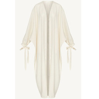 Robe longue décontractée musulmane pour femme, style Abaya ouverte, en satin de polyester, col en V, manches à nœud, vente en gros Turquie, robe Dubaï