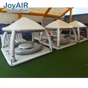 Water Party Inflatable Floating Boat Dock Air Platform Sofa Boat Inflatable Floating Leisure Platform Floating Dock With Tent