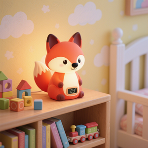 Veilleuse animale européenne - Conception personnalisée Hibou/Renard Lampe LED en silicone Alimentation USB Décoration de chambre d'enfant moderne Affichage de la température - Product Image 2