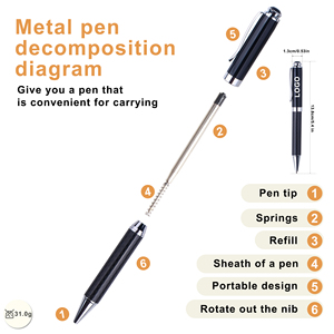 Luxurious Brand Black Classic Metal Steel Stain Acrylic Twist Mechanism Ballpoint <b>Pen</b> With Custom Logo Printed for Business Gift - Product Image 2