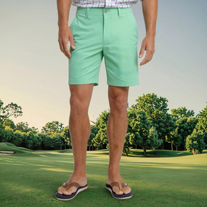 Pantalones cortos elásticos chinos informales para hombre personalizados al por mayor ligeros de secado rápido 100% algodón de cintura media estilo Hip Hop frente plano - Product Image 1