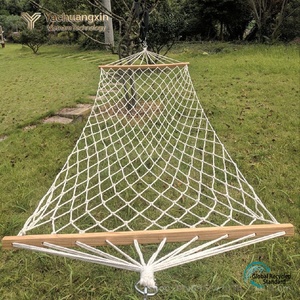 Hamac individuel en corde et filet, avec cadre en bois, minimaliste, pour loisirs en extérieur, toutes saisons - Product Image 3