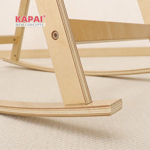 Soporte de madera natural para cesta Moisés, trapezoidal, plegable, con base oscilante estable y anillo curvo para bebés recién nacidos. - Product Image 6