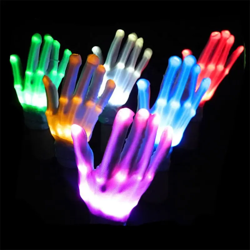 Popular 12 Color Flashing Finger Light Up Gloves with 4 Extra Batteries,Cool Party Favor Toys,Theefun LED Gloves for Kids