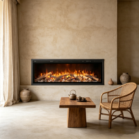 Cheminée électrique encastrable en métal pour extérieur de 28 pouces avec effet de flamme 2D, montage mural, télécommande, économie d'énergie
