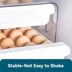 Capacity Stackable <b>Drawer</b>-type <b>Plastic</b> Egg Organizer Kitchen 2-Tier Fridge Durable Eco-Friendly Detachable Foldable Modern - Product Image 4
