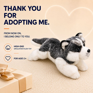 Fabricant de jouets en peluche Husky réalistes OEM, logo personnalisé, marque privée, fournisseur en gros d'<span class=keywords><strong>animaux</strong></span> en peluche - Product Image 2