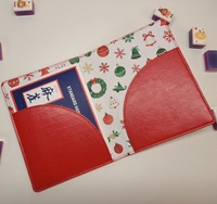 Tempat Kartu Permainan Mahjong Warna Merah Biru Hijau Putih, Tempat Kartu Peraturan Mahjong, Tempat Kartu Mahjong Warna Pink dari Kulit PU, Folio Kartu Mahjong Amerika