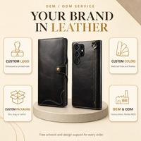 Étui de téléphone portefeuille en cuir véritable de luxe gaufré multicolore pour les séries S25 S26, antichoc en TPU