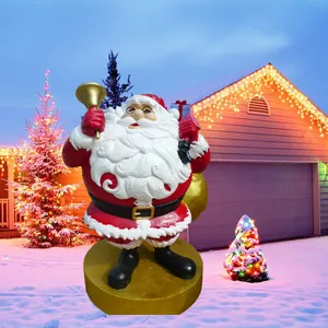 유리 섬유 동상 조각 실물 크기 크리스마스 장식 쇼핑몰을위한 큰 산타 클로스 크리스마스 장식