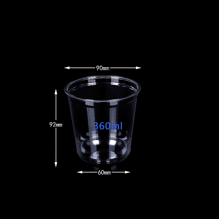 90mm-360ml PET Cold Drink Plastic Juice Cup Custom logo clear Coffee High clear PET Cups with Kinds of Lid