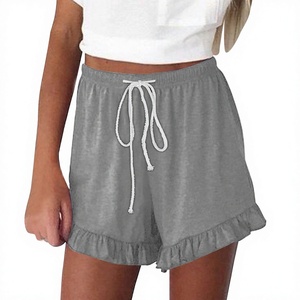 Shorts amples décontractés pour femmes grandes tailles, avec cordon de serrage, finition délavée, 100 % coton sergé - Product Image 2