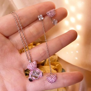 Juego de Joyería de Plata <span class=keywords><strong>Fina</strong></span> de la Serie Animal de Lujo 2026, Collar, Pendientes y <span class=keywords><strong>Pulsera</strong></span> de Oso con Circones de Alta Calidad Originales, Romántico para Mujer - Product Image 4