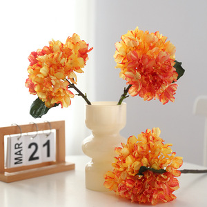 Hydrangea artificielle avec bords brûlés, fleurs en soie plastique rose pour la décoration de la maison et des mariages, haute simulation - Product Image 4