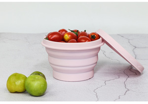 Tazón de Silicona Plegable de 1L con Tapa, Tazón Portátil de Viaje, Recipiente de Alimentos Reutilizable Ligero para Acampar, Hacer Senderismo y Hacer Picnic - Product Image 2