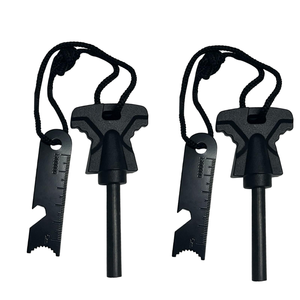 Metal <b>Fire</b> Starter Stick With Measuring Ruler And Rope Handle Outdoor Survival <b>Tool</b> - Product Image 1
