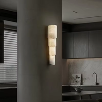 Applique murale moderne en marbre alabastre, applique en laiton LED E27 à intensité variable, éclairage intérieur pour chambre à coucher et salon