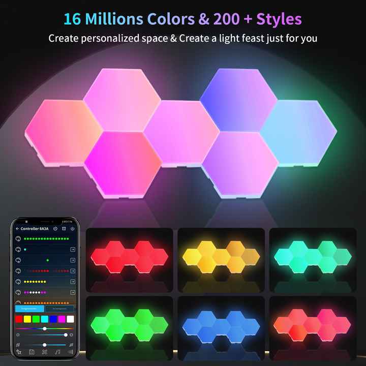 Hexagon Lights RGB LED With Remote Control Music Sync Wall Panels For