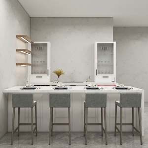 Mueble de Cocina Pequeño Moderno con Acabado en Laca Blanca, Madera Maciza y Contrachapada, Encimera de Granito para Apartamento - Product Image 1