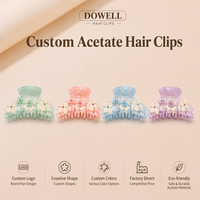 Jepit Rambut Besar DOWELL 3D Motif Bunga dari Asetat, Aksesoris Rambut Wanita Elegan dan Modis