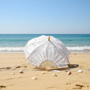 白色蕾丝工艺新娘伞小孩迷你装饰伞道具白色象牙蕾丝阳伞新娘结婚伞 - Product Image 1