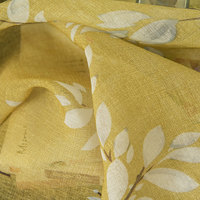 Tissu de rideau imprimé 100% polyester, motif branche blanche, rose corail, vente en gros