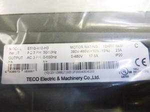 Nuevo Inversor de Frecuencia TECO E510-410-H3, 0-480V, Potencia Nominal del Motor 7.5kW, 23A - Product Image 5