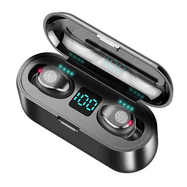 8D Stereo 2000Mah F9 tws Lcd Display Mini In-ear Sports Running Wireless Earbuds In-Ear Earphones Headphone Headset for phone