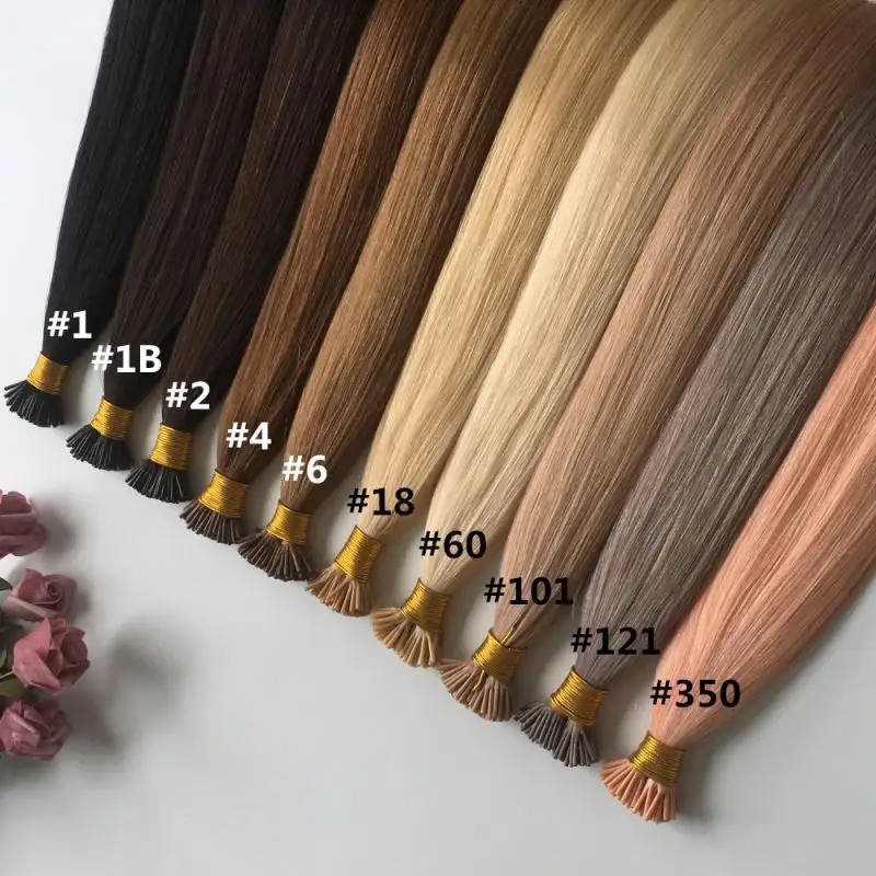 Cinta de Color claro de alta calidad para extensiones de cabello humano, 2021 pelo, doble estiramiento, Punta I, tejido a mano
