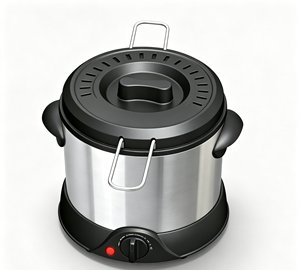 <span class=keywords><strong>Friteuse</strong></span> électrique portable 1000W en acier inoxydable antiadhésive pour usage domestique avec protection contre la surchauffe, pièces de rechange gratuites et retour/échange - Product Image 3