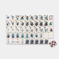 Juego de Mahjong Americano Moderno, 2 Capas, Fichas Translúcidas con Tapete de Juego a Cuadros, Venta al Por Mayor Directo de Fábrica, Logotipo Personalizado, Regalo