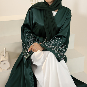 Abaya à la mode vendue en <span class=keywords><strong>Turquie</strong></span>, Abaya de luxe de Dubaï 2024 avec des perles faites à la main, robe musulmane pour femmes, cardigan - Product Image 3