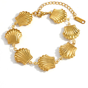 Seashell Design Gold Plated <b>Bracelet</b> Zinc Alloy Ocean Theme Jewelry for Women - Product Image 5