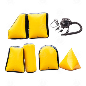 Set De 6 Búnkeres Inflables Para Batalla – Camuflaje O Amarillo, Para Paintball Airsoft Y Laser Tag