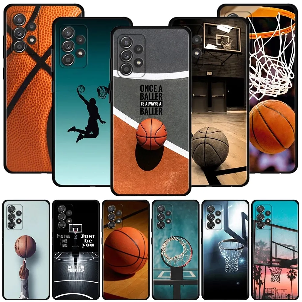 Basketball Basket Black Silicone phone Case for Samsung Galaxy S20/S21/S22 Ultra Painted UV Printing Cover Note 20 A53 A03 Core