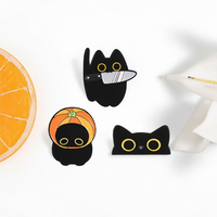 Épinglette décorative en métal émaillé noir mignon pour sac à dos, veste, sac – Idéale pour Halloween, le Nouvel An chinois, la remise des diplômes, et la mode