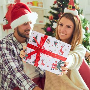 Caja de Regalo Navideña con Tapa y Cinta, Caja de Cartón Rígido Plegable, Empaque Festivo para Regalos y Manualidades - Product Image 5