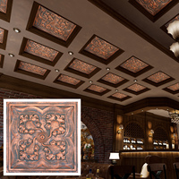 Plaques de plafond décoratives en PVC imperméables, suspendues, carrées et panneaux muraux PL64 Cuivre rustique pour usage hôtelier