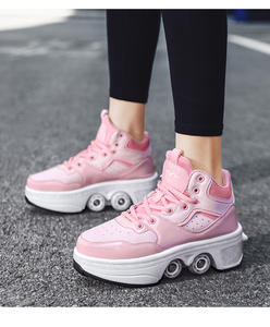 SeeMore <span class=keywords><strong>Zapatillas</strong></span> de Skate de 4 <span class=keywords><strong>Ruedas</strong></span> para Niños <span class=keywords><strong>y</strong></span> Niñas <span class=keywords><strong>Zapatillas</strong></span> de Deporte Unisex de Moda <span class=keywords><strong>con</strong></span> <span class=keywords><strong>Ruedas</strong></span> Zapatos Informales de Patinaje de Doble Uso - Product Image 5