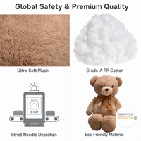Grand ours en peluche doux, jouet en peluche personnalisé OEM ODM, marque privée, pour présentation en magasin, vente en gros, directement de l'usine