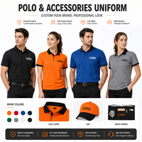 Uniforme Personalizado para Camareros de Restaurante, Conjunto de Camisa Polo Tejida, Delantal y Gorra, para Cafetería, Bar, con Impresión de Logotipo, OEM, ODM, Ropa de Trabajo