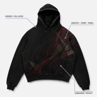 Sweat à capuche noir Original Oxblood Threadfall, motif abstrait, style streetwear sombre, pour le printemps, vente en gros ODM, vêtements personnalisés, respirant