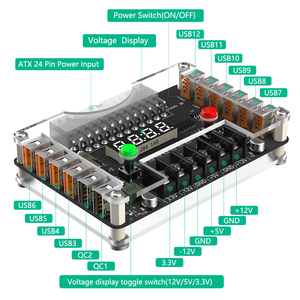 Kit de Carcasa Acrílica para Placa de Distribución de Fuente de Alimentación ATX, 12 Puertos USB, Salida Máxima de 3A, 3.3V 12V -12V, Fundas para Portátiles, Cubiertas para Fuente de Alimentación ATX - Product Image 4