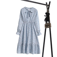 2025 printemps automne robe en mousseline de soie florale mi-longue crêpe taille jupe respirant écologique grande taille femmes robes Stock