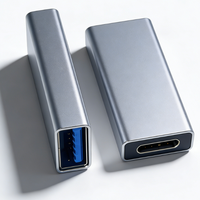 Adaptor USB-C Female ke USB 3.0 Female dengan Output DC, Bahan Aluminium Alloy, Kompatibel untuk Laptop, Ponsel, Kamera, Dilengkapi Proteksi Sirkuit Pendek