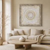 Peinture à l'huile abstraite 3D texturée, 100% faite à la main, base dorée, encadrée, pour la décoration d'hôtels, de bureaux et de maisons (OEM ODM)