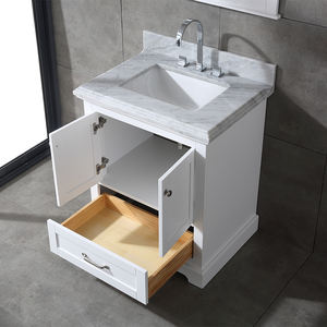 Mueble de Baño Individual Transicional de 30 Pulgadas Hecho en Vietnam, Gabinete Blanco con Encimera de Mármol Carrara y Espejo - Product Image 6